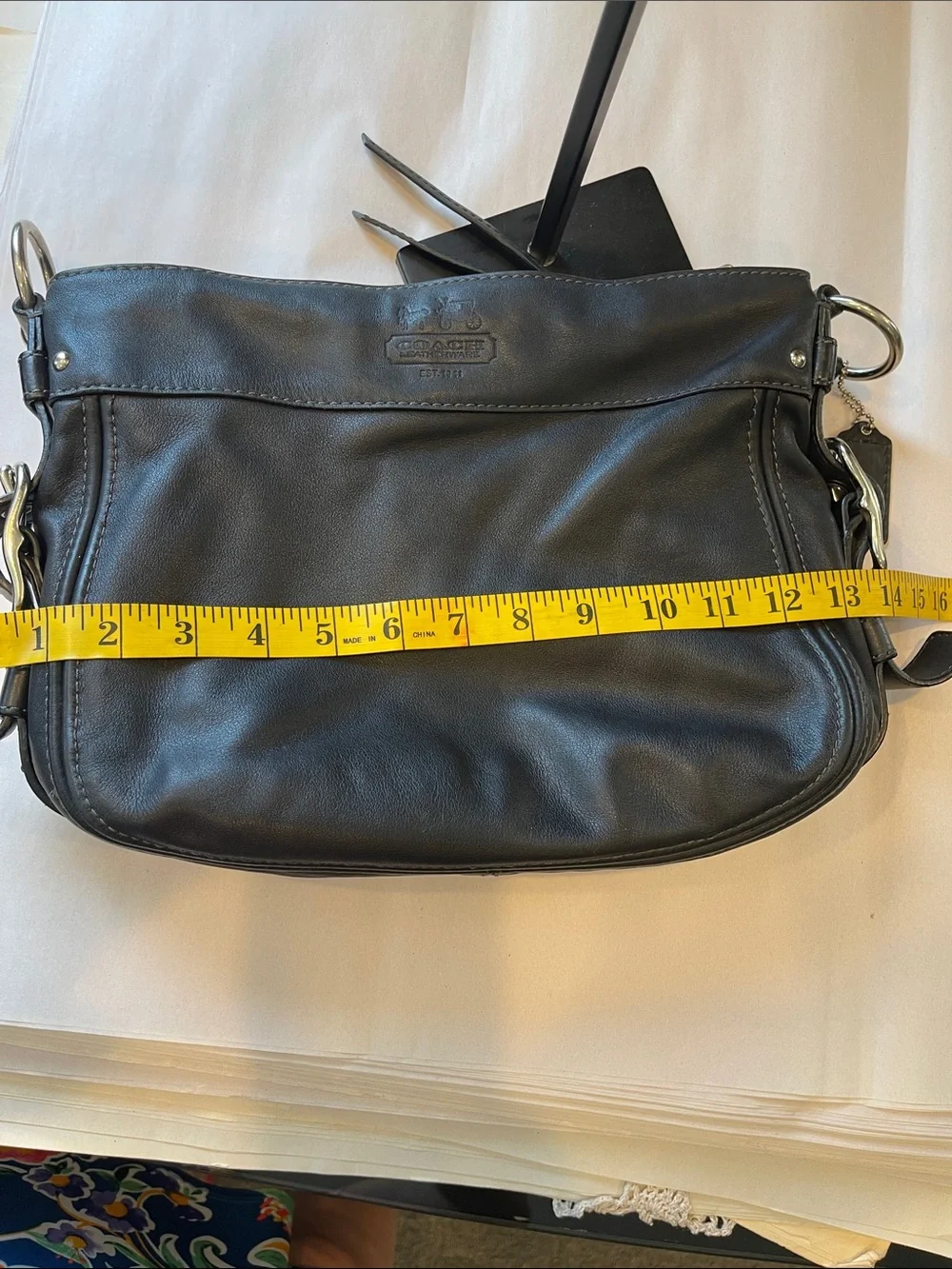 Coach Black Leather Shoulder Bag Silver Hardware Work Purse Everyday Carry